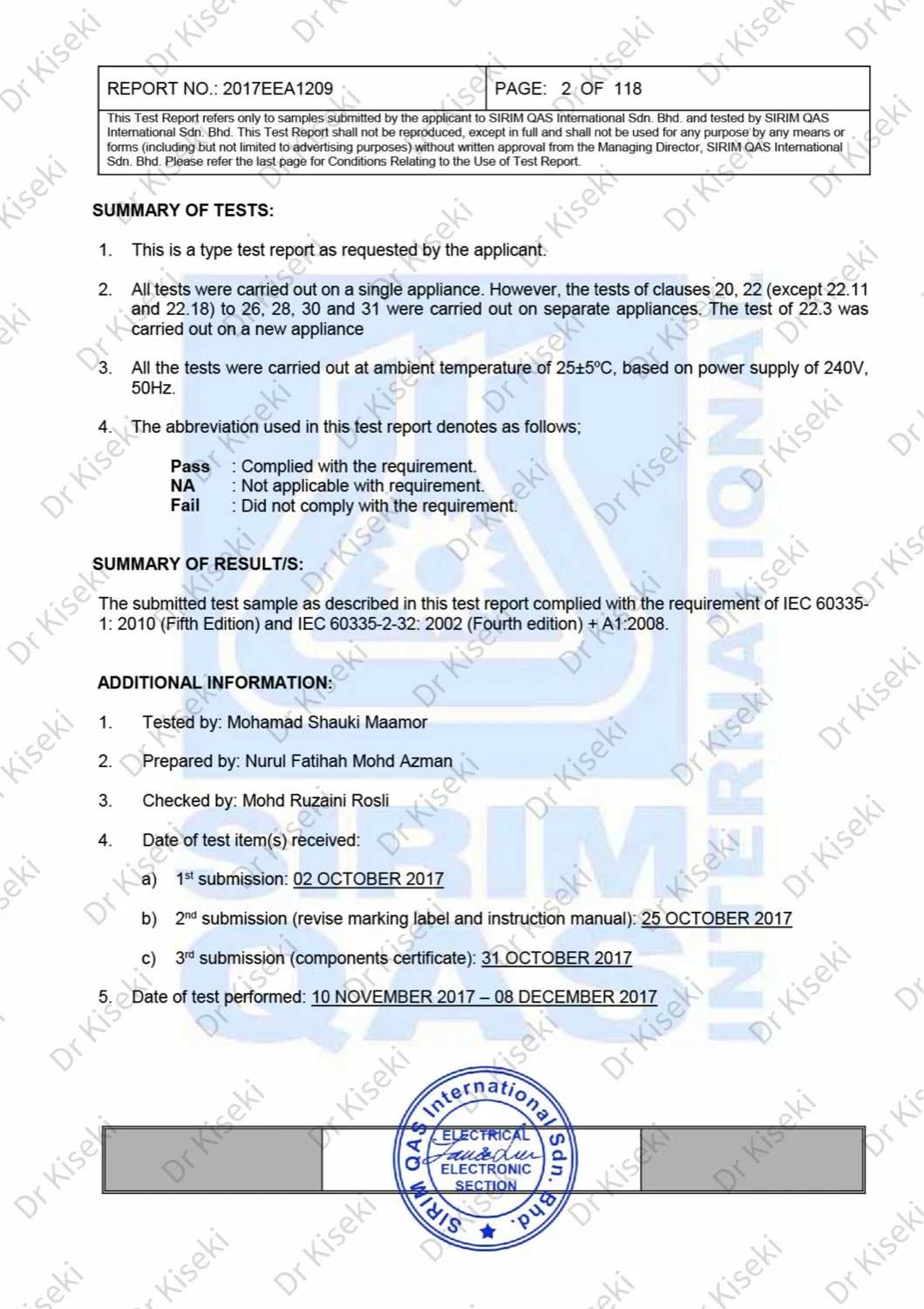 SIRIM certificate page 2